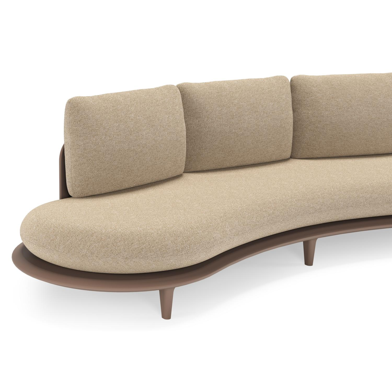 Bomero loungeset in taupe aluminium met madagascar oak all weather cosytica kussen