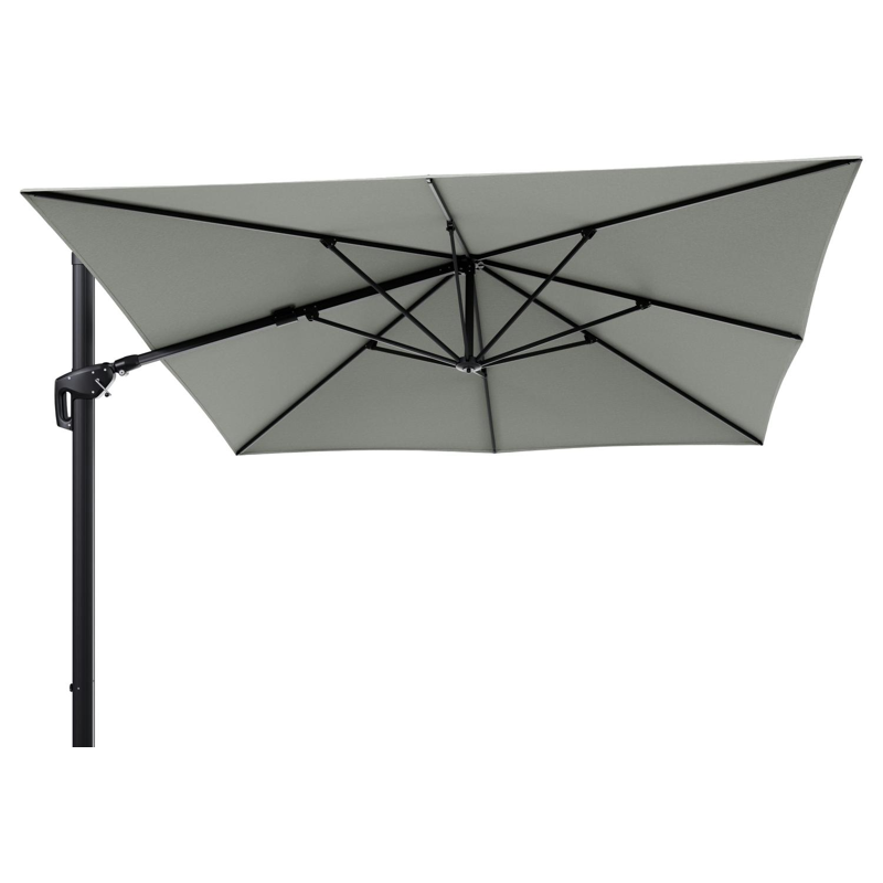 Minore zweefparasol tiltfunctie in zwart aluminium en parasoldoek in All Weather Sunbrella® Luxe Slow Spirea  - L1 350 x L2: 350 cm (zonder voet) (zonder voet)