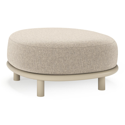 Pouf Lupino en aluminium beige et coussin en all weather sunbrella® luxe chartres pewter