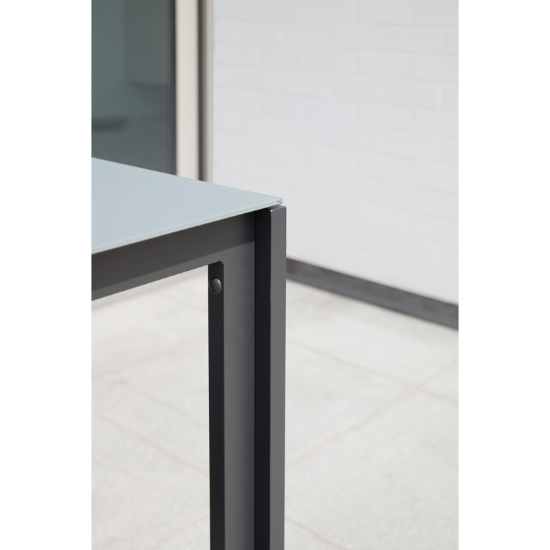 Caldela tuintafel in zwart aluminium en glas grijs - L 140 x B 80 x H 75 cm