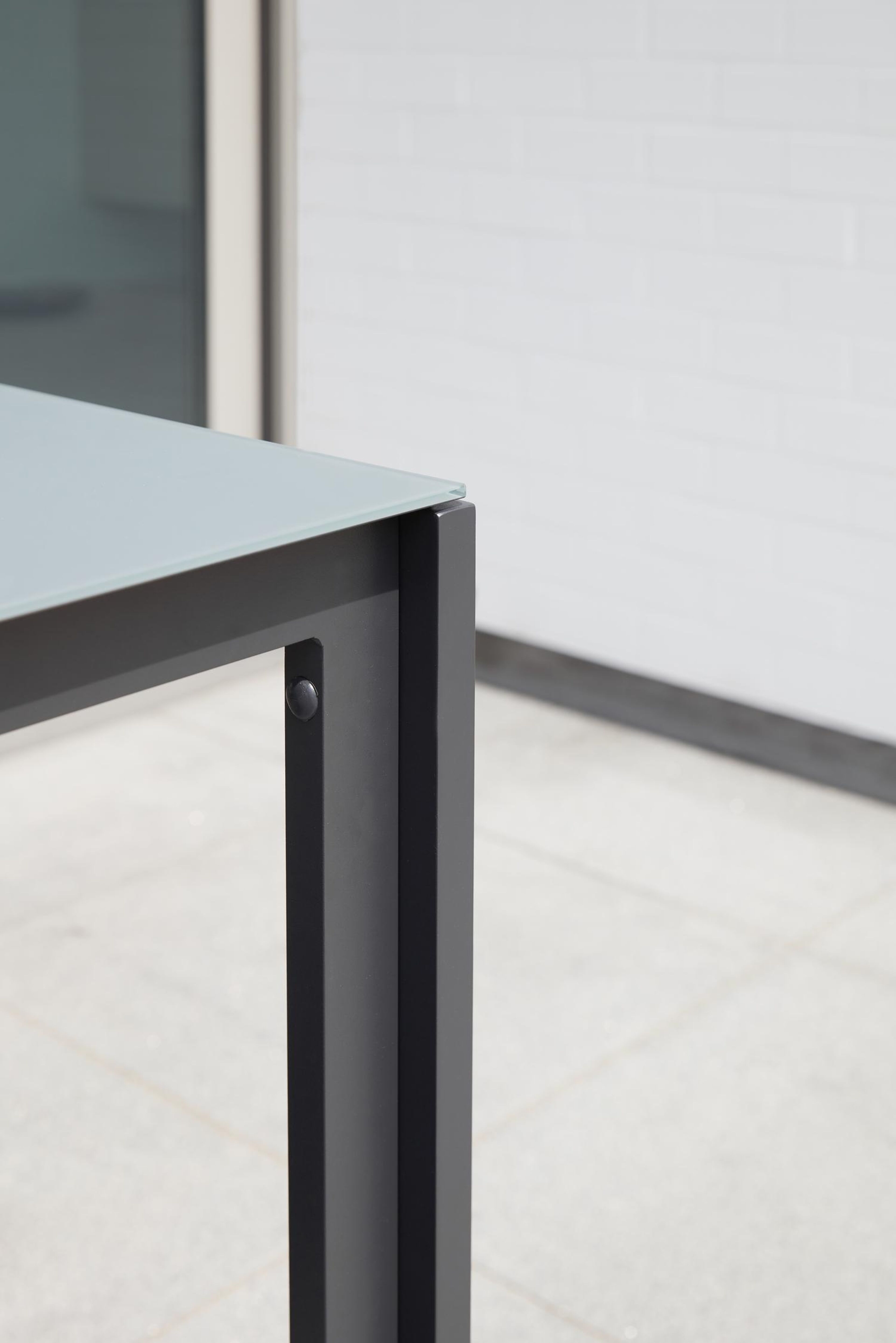 Caldela tuintafel in zwart aluminium en glas grijs - L 140 x B 80 x H 75 cm