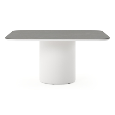 Amico tuintafel afgerond vierkant in wit aluminium en volkeramiek Calatorao - L 148 x B 148 x H 73.5 cm