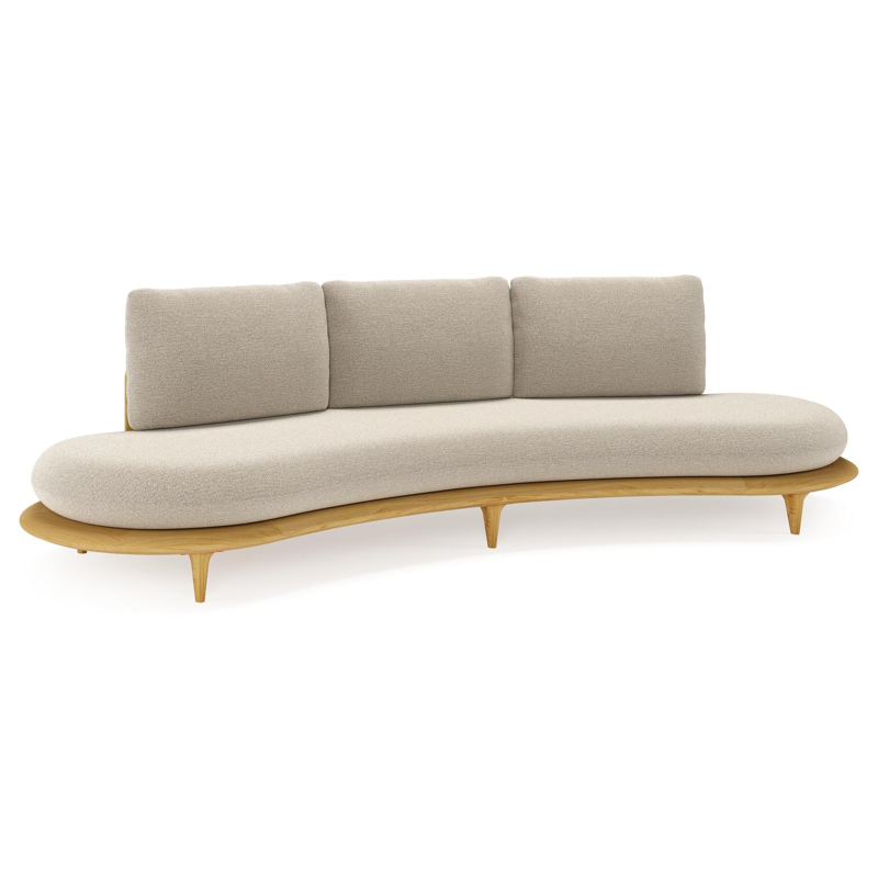 Bomero loungebank in teak met catania greige all weather cosytica kussen