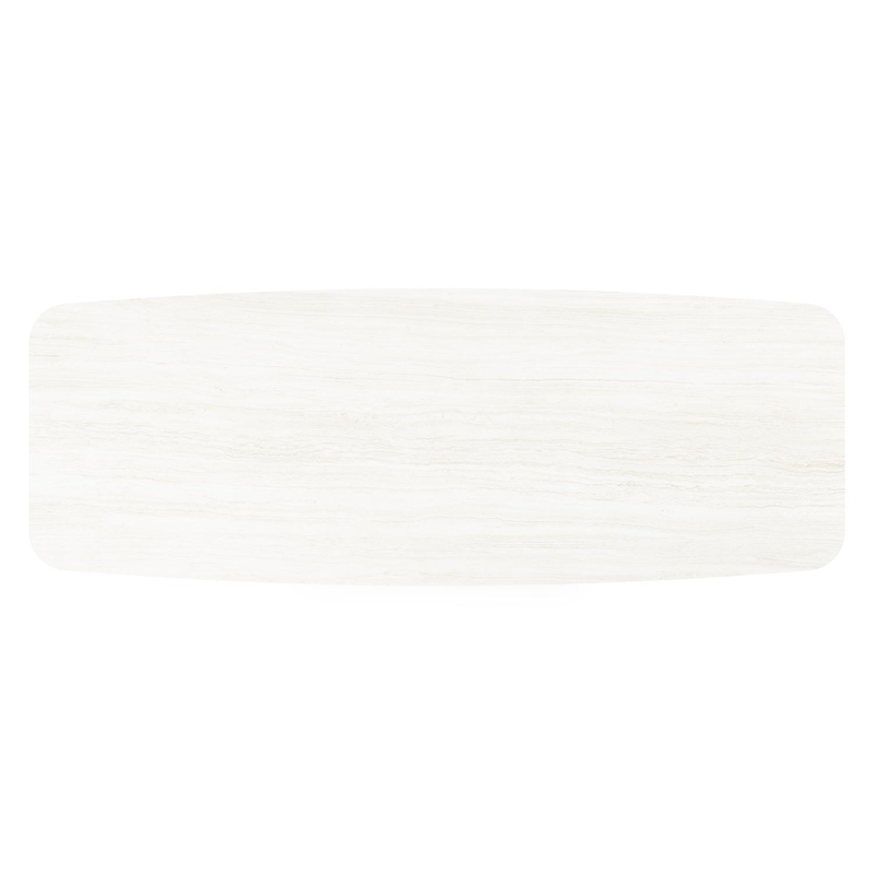 Orso tuintafel bootvorm in wit aluminium en volkeramiek calista - L 315 x B 115 x H 75 cm