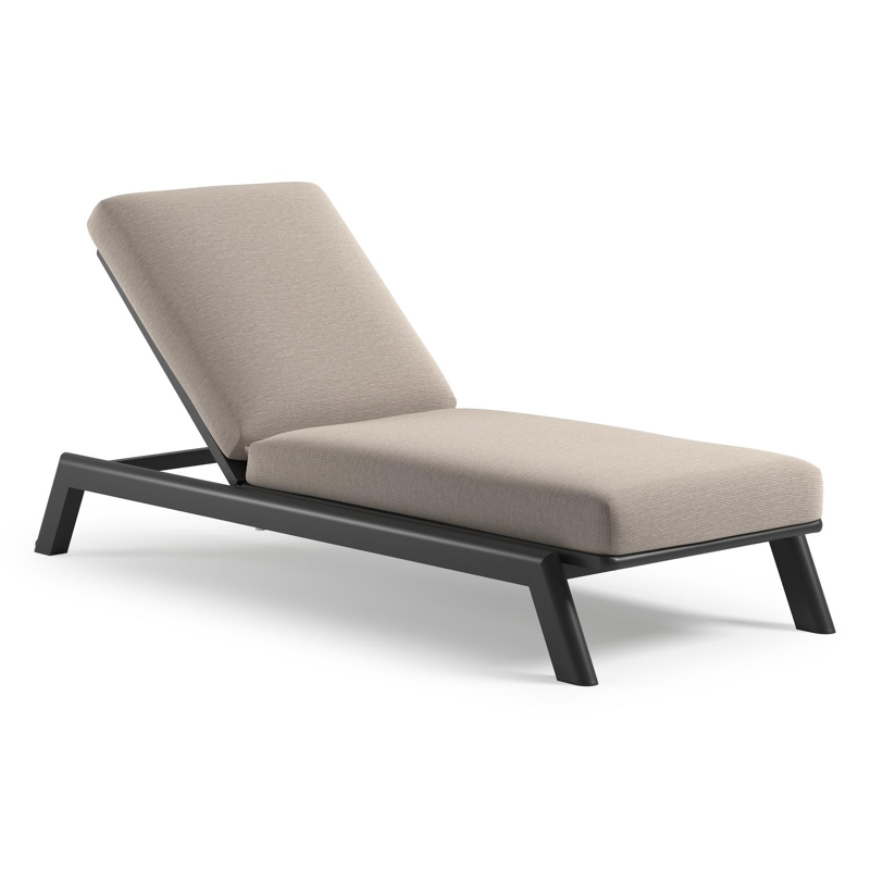 Chaise longue réglable Cirello avec système de pompe en aluminium noir et coussin en all weather Sunbrella® luxe slow farafra