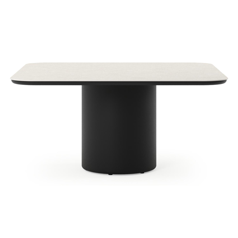 Amico tuintafel afgerond vierkant in zwart aluminium en volkeramiek Shilin - L 148 x B 148 x H 73.5 cm