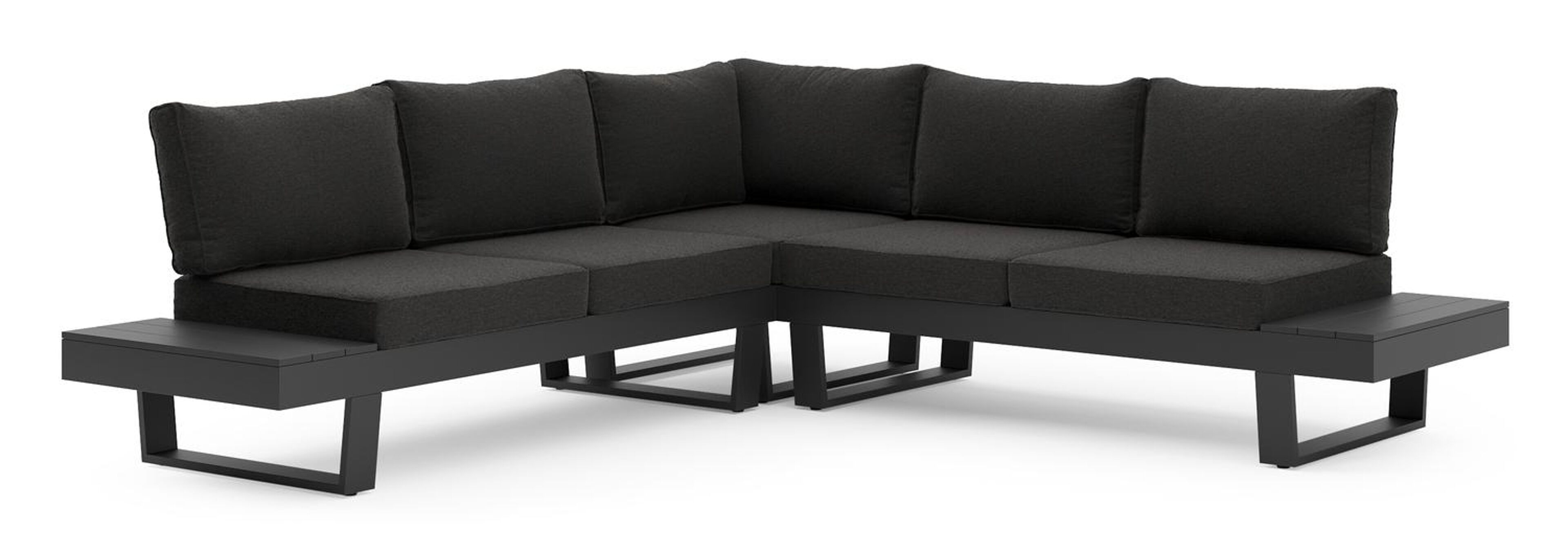 Alora loungehoek in zwart aluminium met zwart kussen