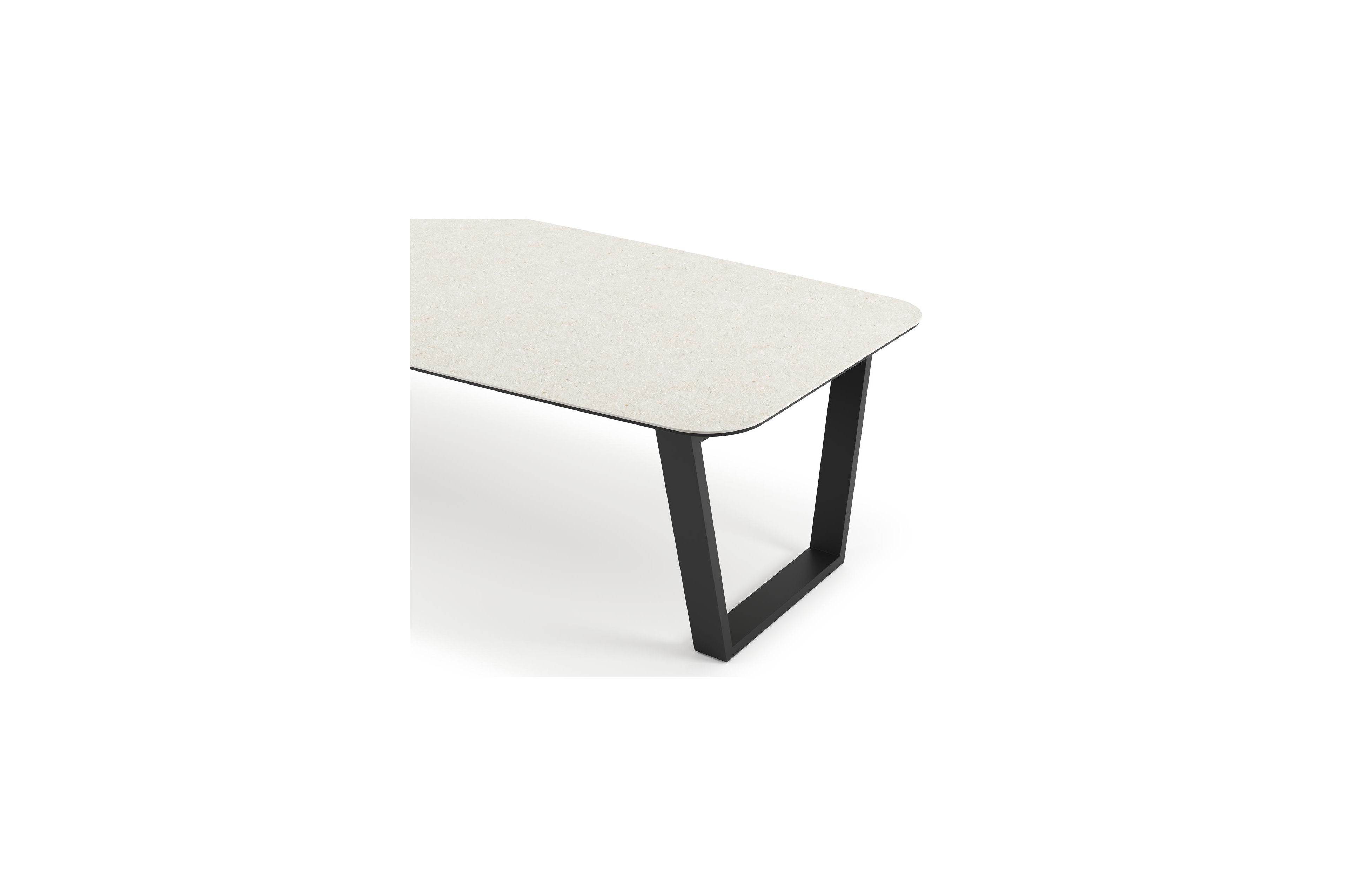 Pagino tuintafel in zwart aluminium en volkeramiek shilin - L 315 x B 115 x H 74 cm