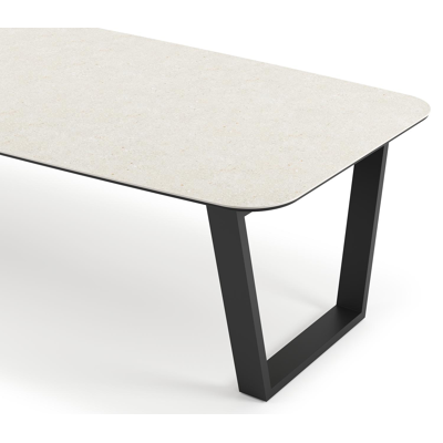 Pagino tuintafel in zwart aluminium en volkeramiek shilin - L 315 x B 115 x H 74 cm