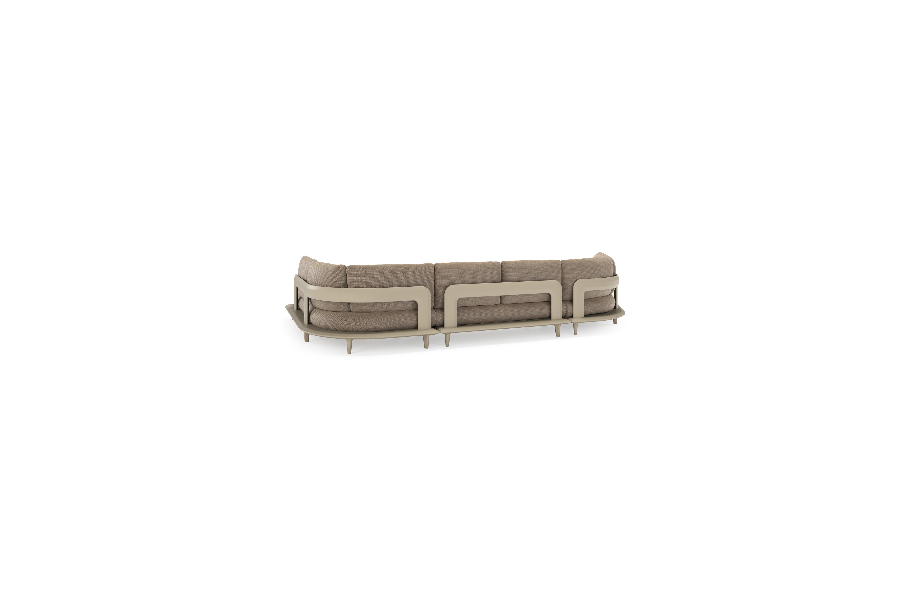 Bomero loungehoek in beige aluminium met firenze earth all weather solica kussen