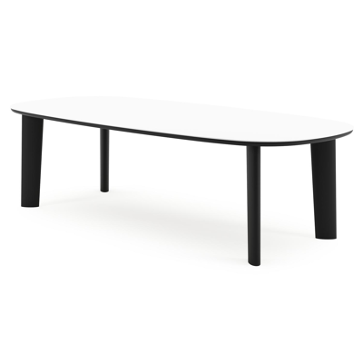 Amico tuintafel bombo in zwart aluminium en volkeramiek Arctic White - L 270 x B 125 x H 73.5 cm