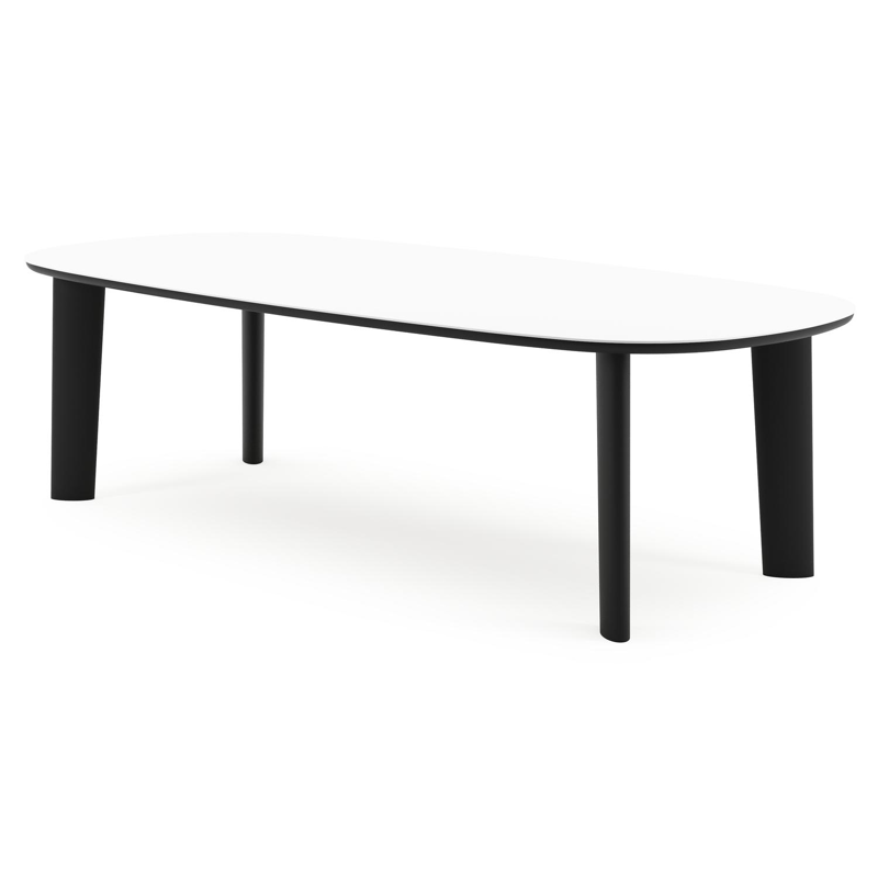 Amico tuintafel bombo in zwart aluminium en volkeramiek Arctic White - L 270 x B 125 x H 73.5 cm