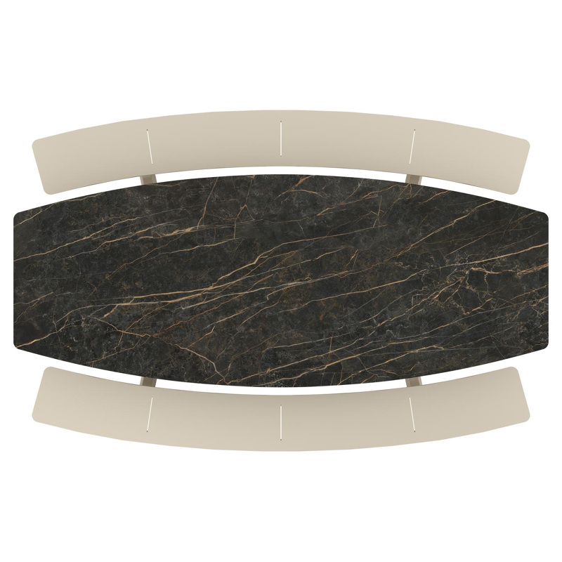Forno picknicktafel bootvorm in beige aluminium en volkeramiek Black Obsession - L 280 x B 192 x H 72 cm