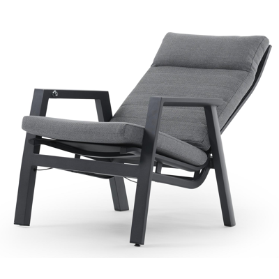 Prato balkonset in zwart aluminium met grijs weather+ textilene kussens