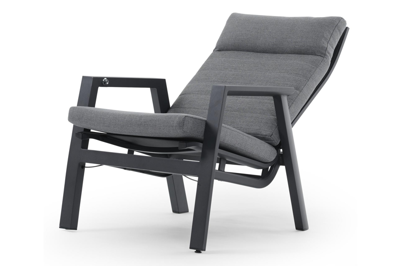 Prato loungezetel 1-zit in zwart aluminium met grijs weather+ textilene kussen