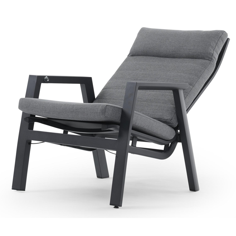 Prato balkonset in zwart aluminium met grijs weather+ textilene kussens