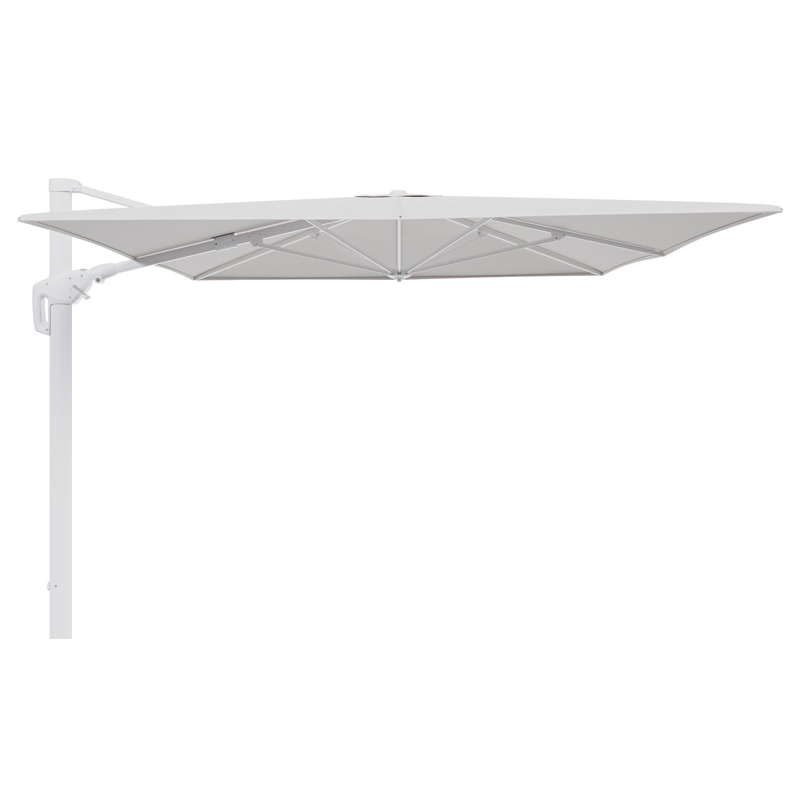 Parasol pendant Minore avec fonction tilt en aluminium blanc et toile de parasol en All Weather Solica Ego Eggshell  - Lg.1 400 x Lg.2 300 cm (sans pied de parasol)