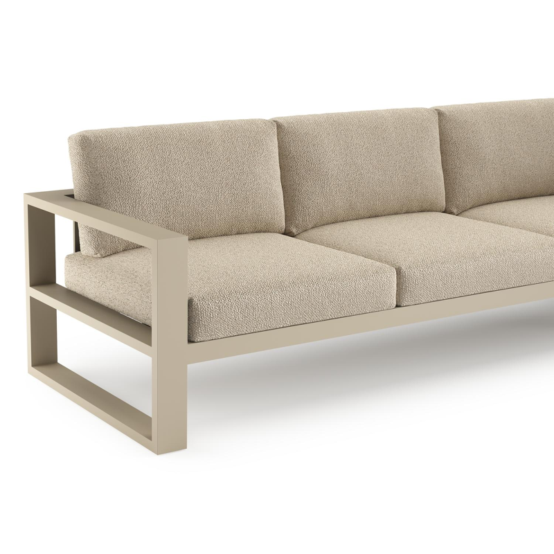 Salon de jardin d'angle Verato en aluminium beige et coussins en all weather cosytica bora forest