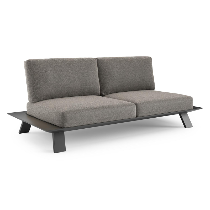 Cesano loungebank in zwart aluminium met chartres drizzle all weather Sunbrella® luxe kussen