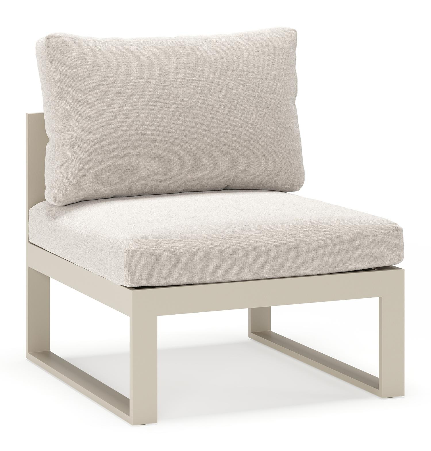 Fauteuil de jardin Caldela en aluminium beige avec coussins en weather+ softtouch beige