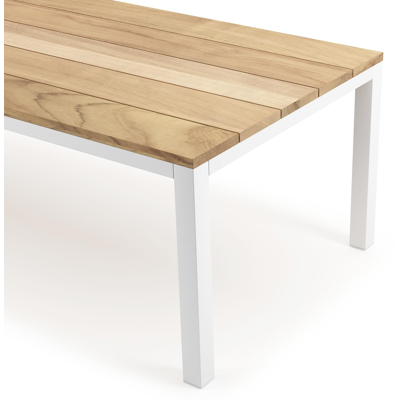 Como tuintafel in wit aluminium en teak - L 280 x B 110 x H 75 cm