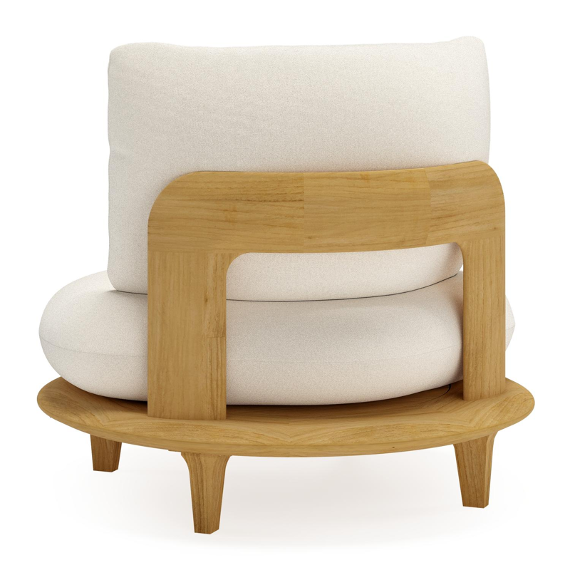 Bomero loungestoel in teak met natte white all weather sunbrella® luxe kussen