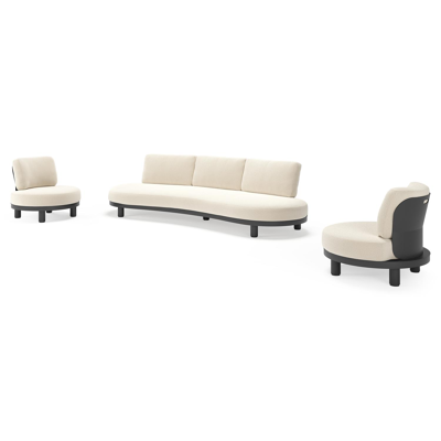 Donato loungeset in zwart aluminium met all weather cosytica Althea Off White kussen