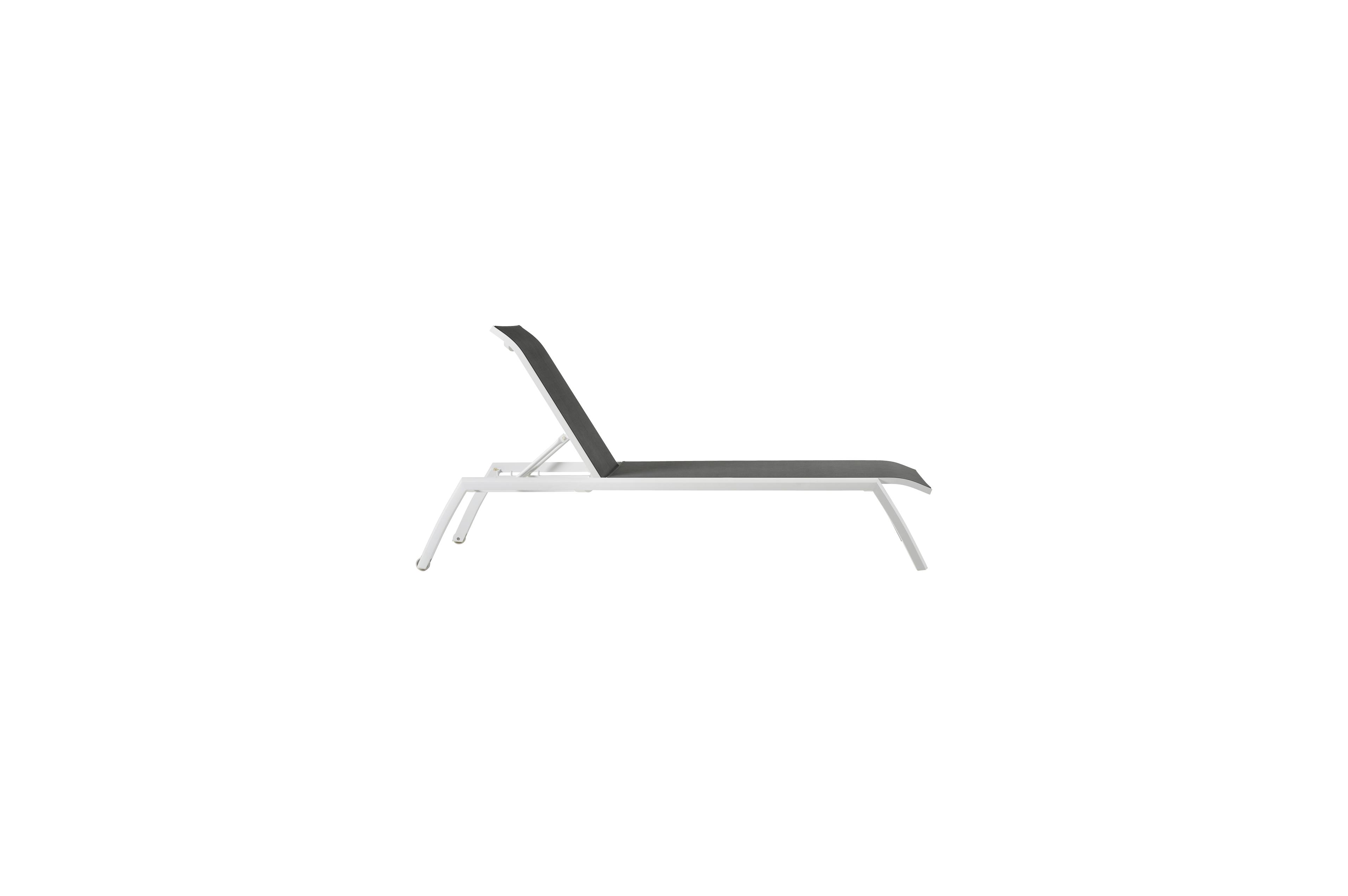 Set van 2 verstelbare Bari ligbedden in wit aluminium en grijs textileen