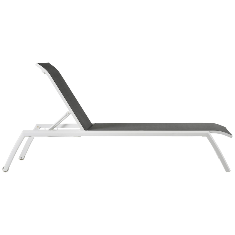 Set van 2 verstelbare Bari ligbedden in wit aluminium en grijs textileen