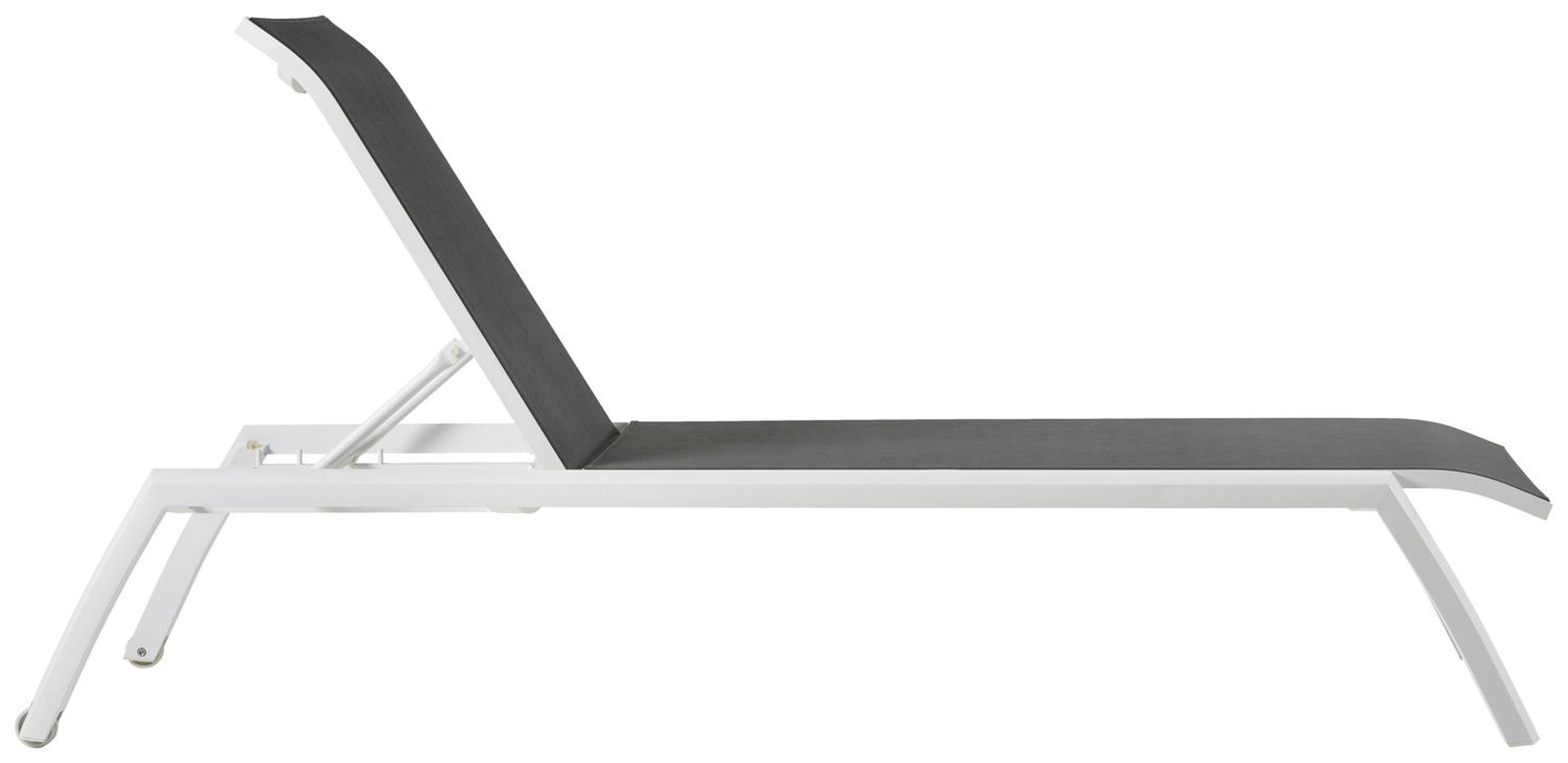 Ensemble de 2 chaises longues réglables Bari en aluminium blanc avec textilène gris