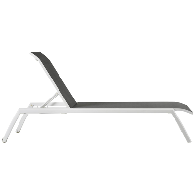 Set van 2 verstelbare Bari ligbedden in wit aluminium en grijs textilene
