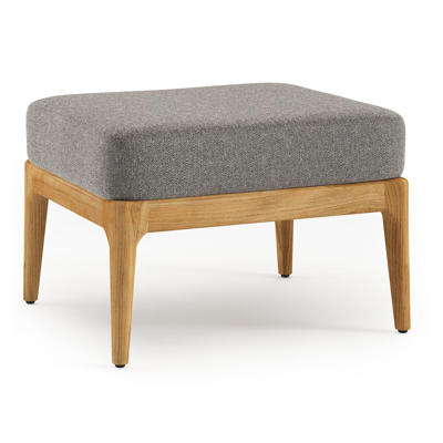 Pouf Orso en teck et coussins en all weather sunbrella® luxe Chartres Drizzle