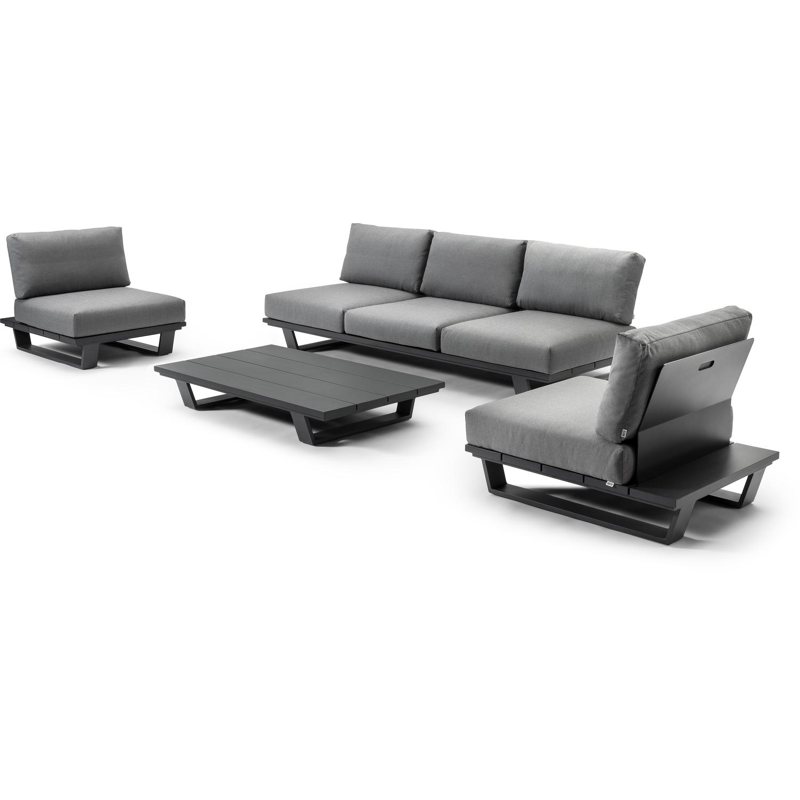 Pagino lounge 1-zit in zwart aluminium