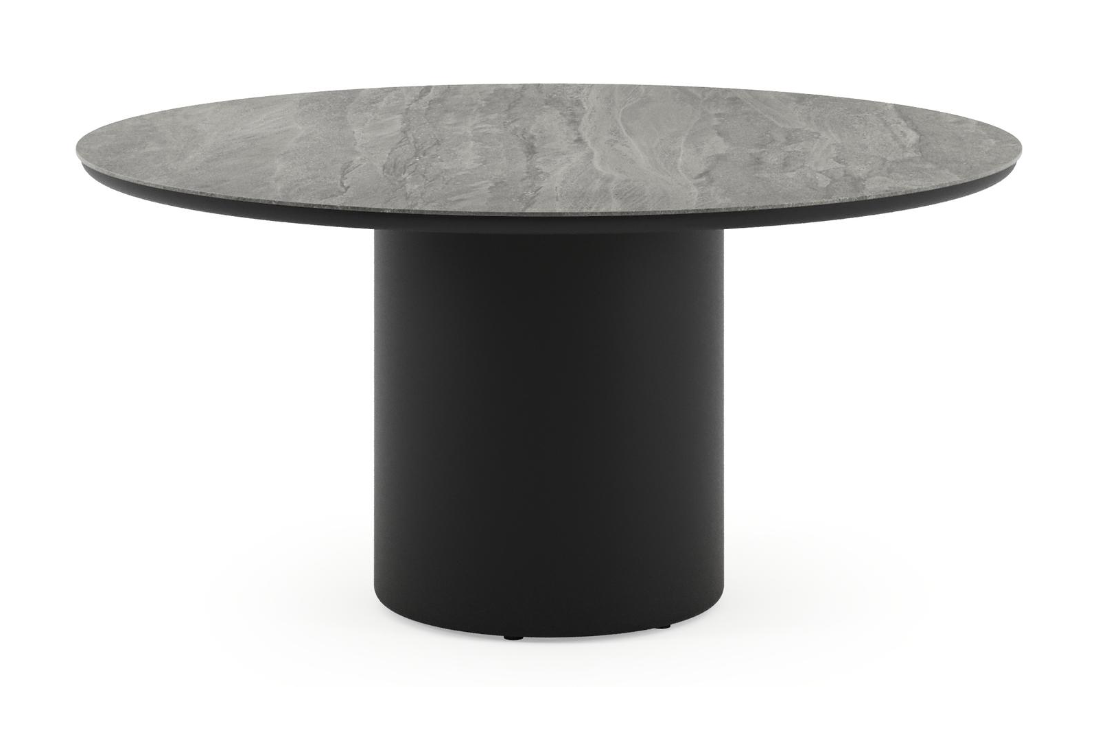 Amico tuintafel rond in zwart aluminium en volkeramiek Aspen Grey - Dia. 148 x H 73.5 cm