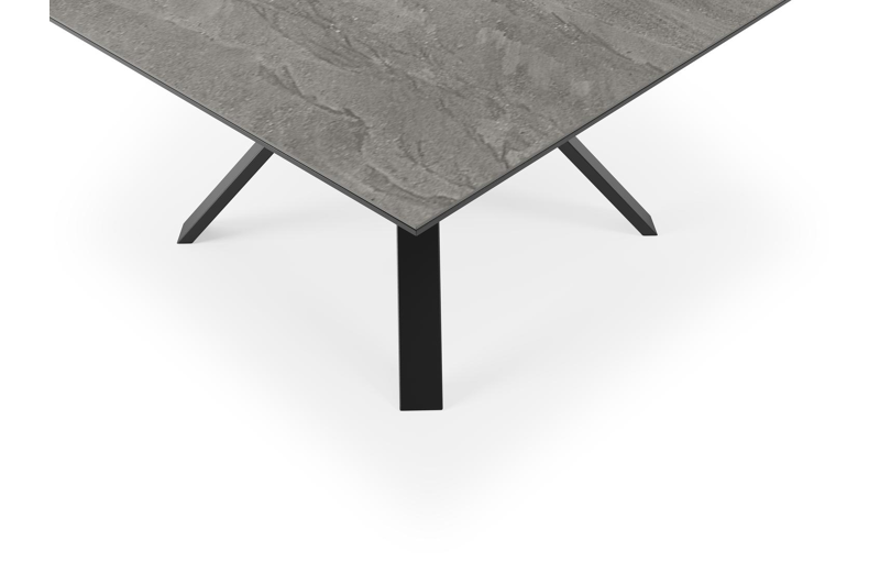 Table de jardin Cesano en aluminium noir et céramique pleine aspen grey - Lg 148 x Larg. 148 x H 74,5 cm
