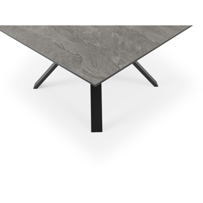 Cesano tuintafel in zwart aluminium en volkeramiek aspen grey - L 148 x B 148 x H 74,5 cm