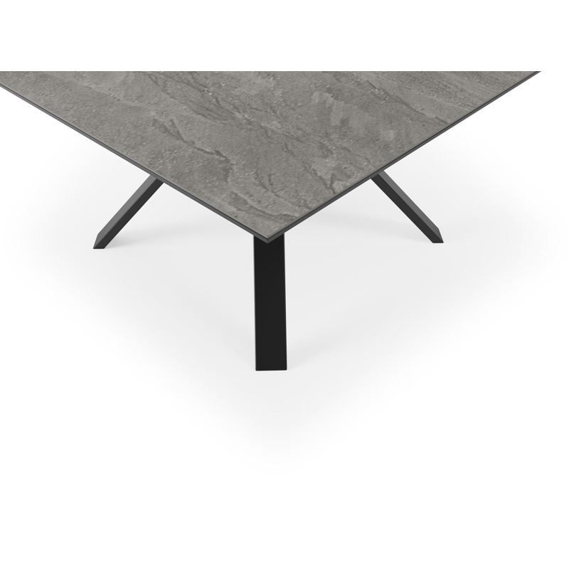 Cesano tuintafel in zwart aluminium en volkeramiek aspen grey - L 148 x B 148 x H 74,5 cm