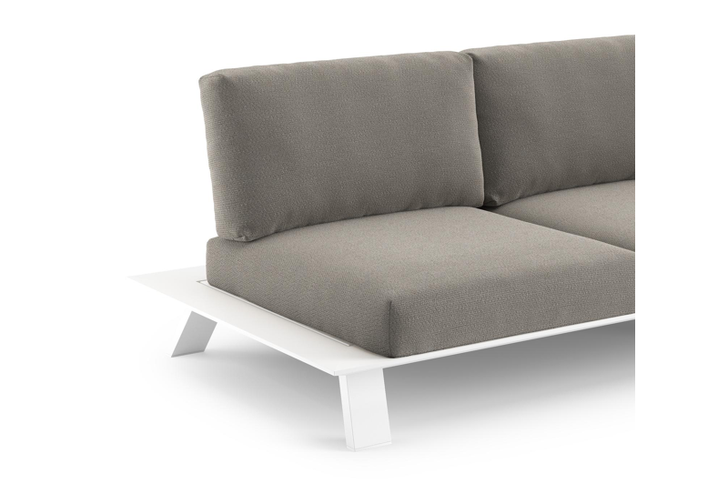 Cesano loungezetel 2-zit in wit aluminium met lopi silver all weather sunbrella® luxe kussen