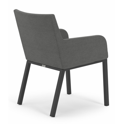 Varese tuinset in zwart aluminium en grijs keramisch glas tafelblad met 6 Rivo tuinstoelen