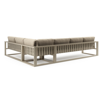 Verato loungehoek in beige aluminium met althea camel all weather cosytica kussen