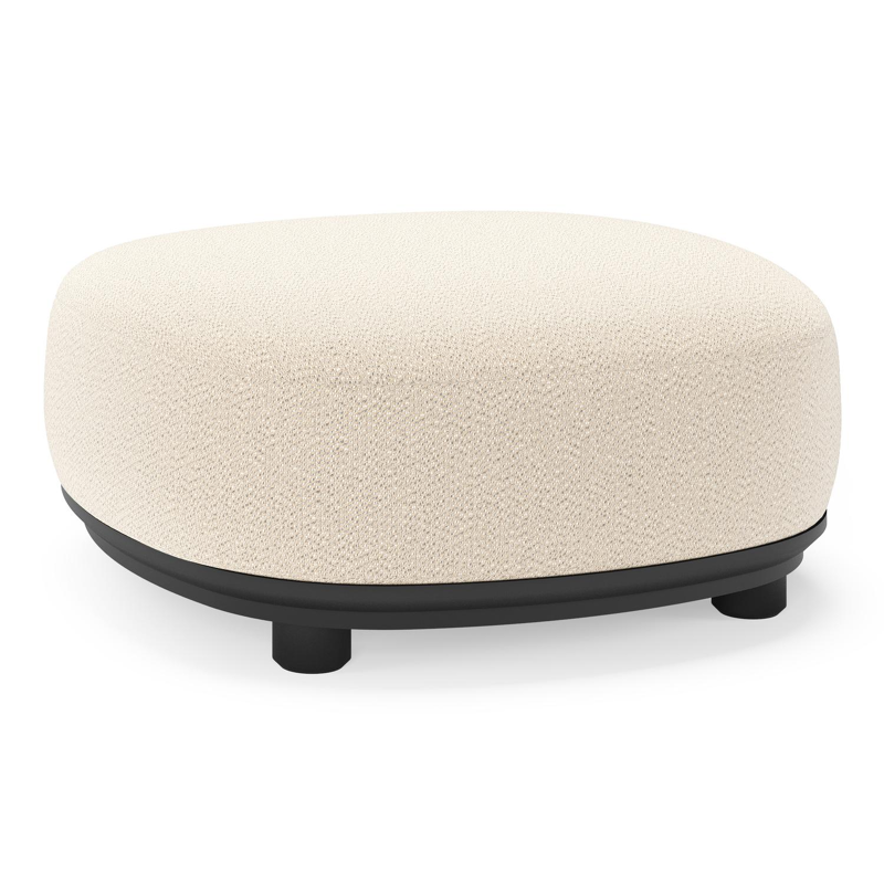 Pouf  Vadelo en aluminium noir et coussin en all weather sunbrella® luxe lopi sand