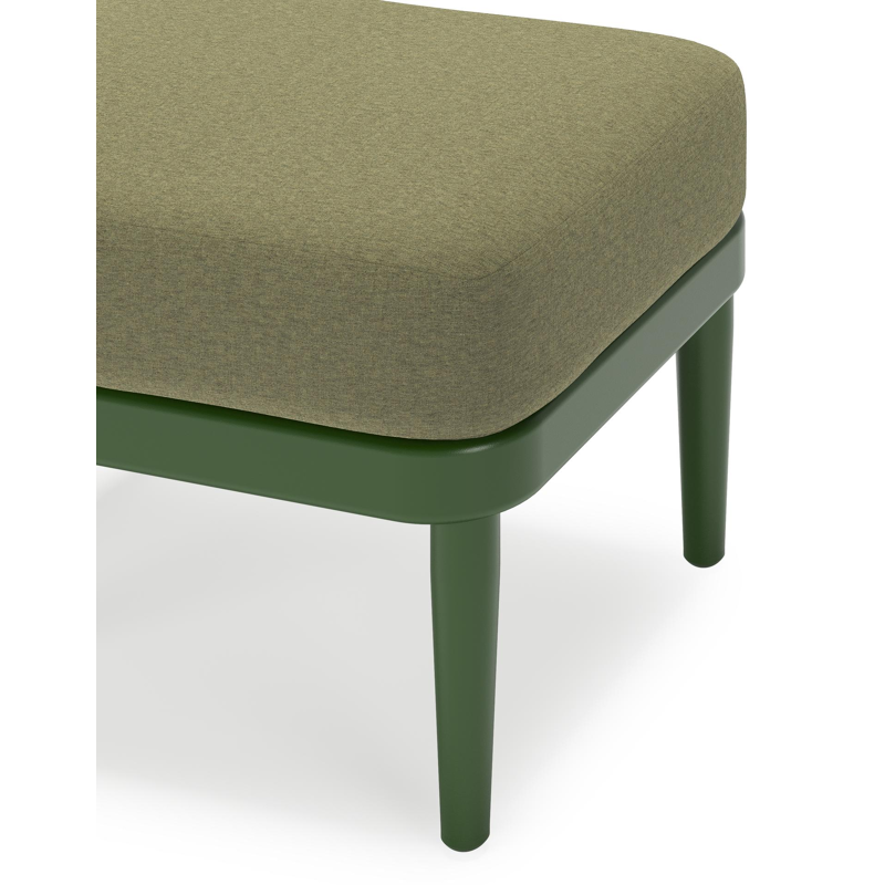 Orso poef in groen aluminium met Heritage Leaf all weather sunbrella® luxe kussen