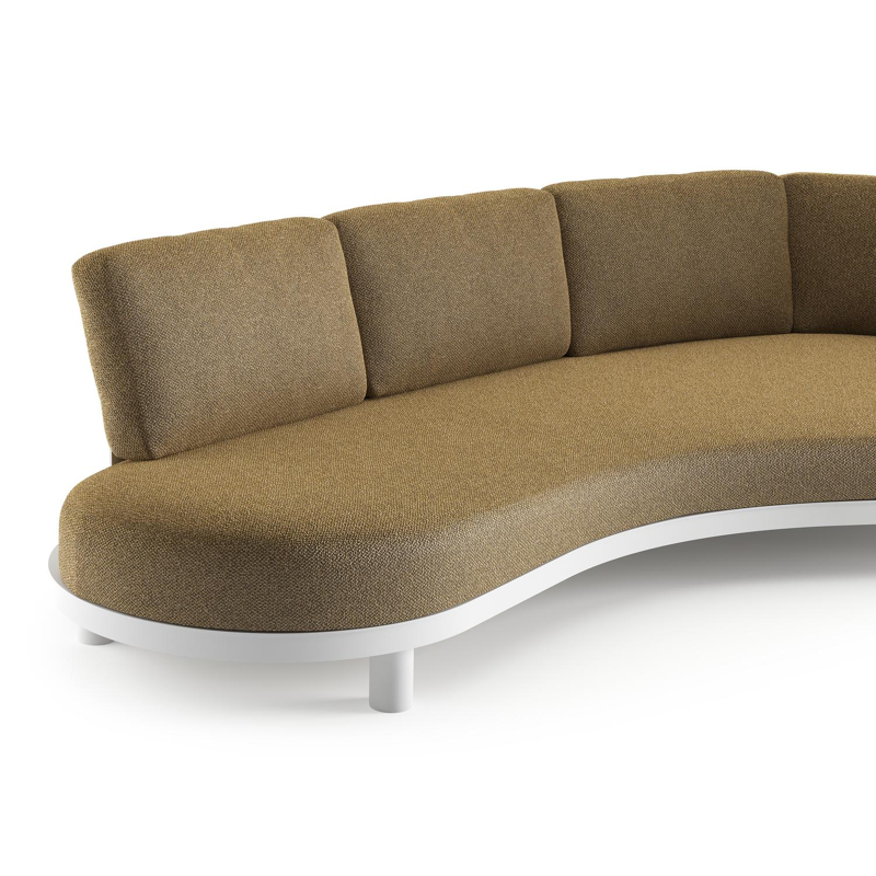 Donato loungebank in wit aluminium met madagascar walnut all weather cosytica kussen