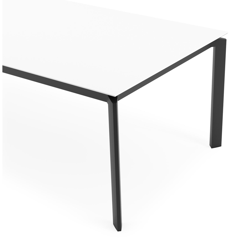 Cirello tuintafel rechthoekig in zwart aluminium en volkeramiek Arctic White - L 280 x B 110 x H 75 cm