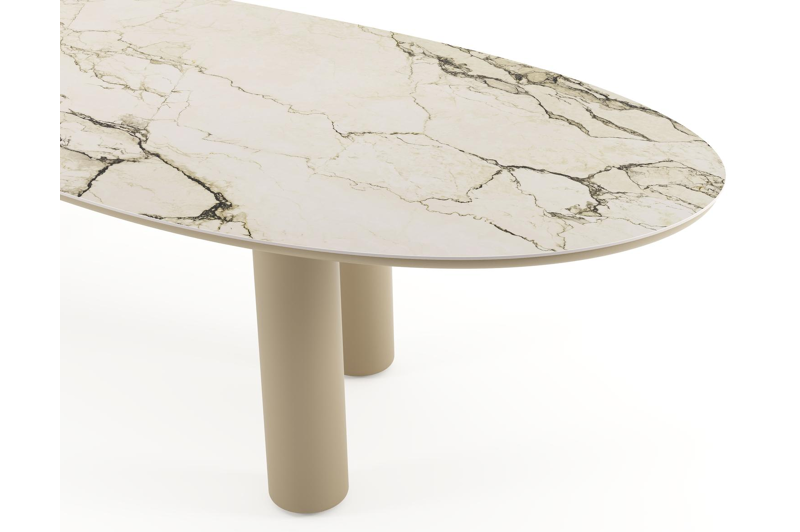 Amico tuintafel organisch in beige aluminium en volkeramiek Colorado Dunes - L 320 x B 120 x H 73.5 cm