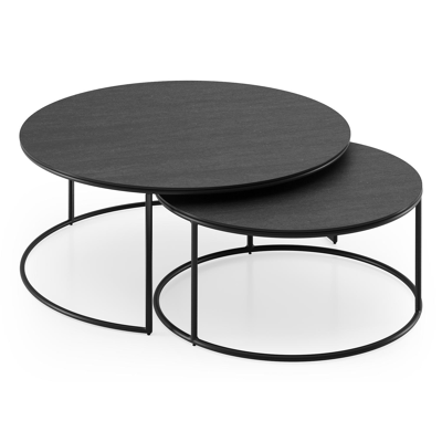 Fano loungetafels in zwart aluminium en zwart volkeramiek - Dia. 65 X H 30 cm
