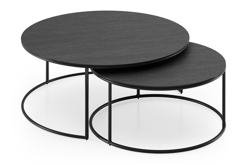 Tables basse Fano en aluminium noir et céramique pleine noir - Dia. 65 X H 30 cm