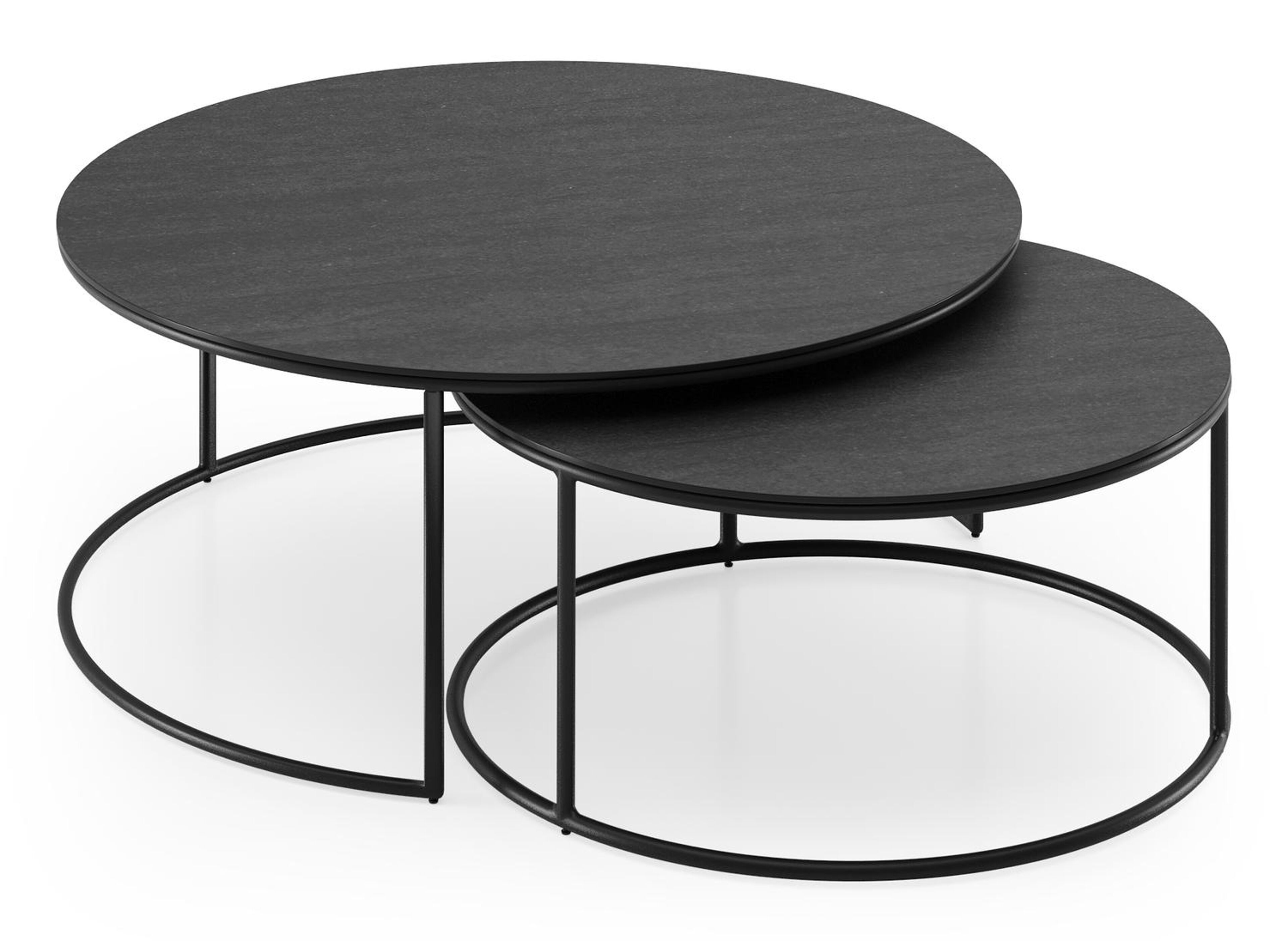 Tables basse Fano en aluminium noir et céramique pleine noir - Dia. 65 X H 30 cm