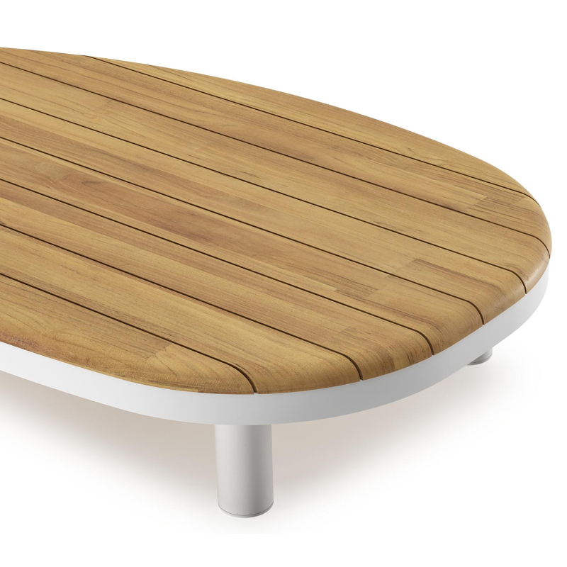 Donato loungetafel organisch in wit aluminium en teak - L 151 x B 90 x H 25 cm
