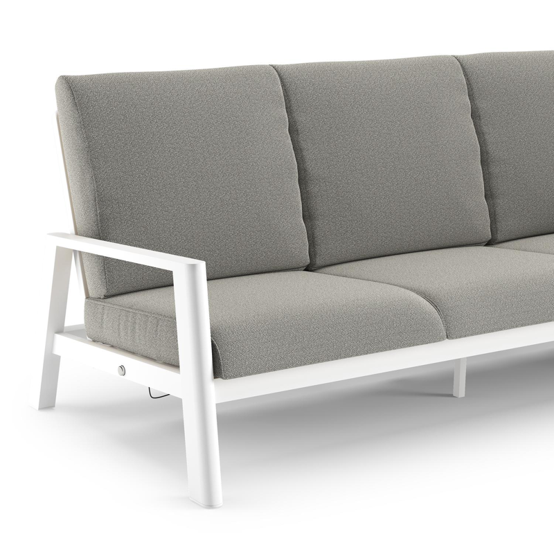 Cirello loungeset in wit aluminium met savane tunder all weather sunbrella® luxe kussen